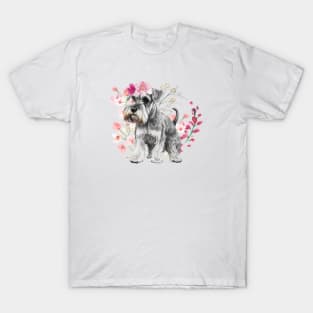 Floral Schnauzer T-Shirt